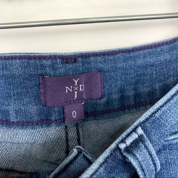 NYDJ Marilyn Straight Frayed Raw Hem Ankle Crop Lift Tuck Blue Jeans 0 - Picture 11 of 11